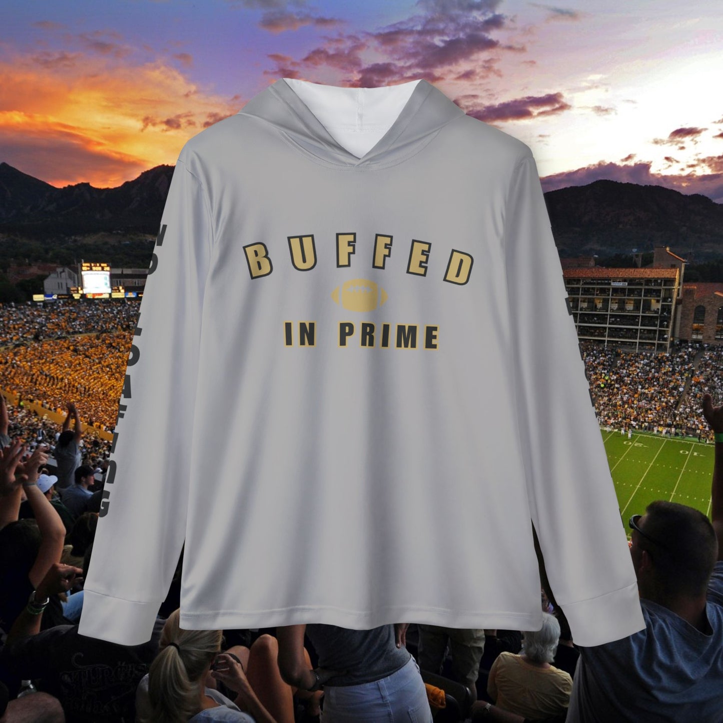 Silver : CU Gold No Loafing University Hoodie Men's Sports Warmup Hoodie (AOP)