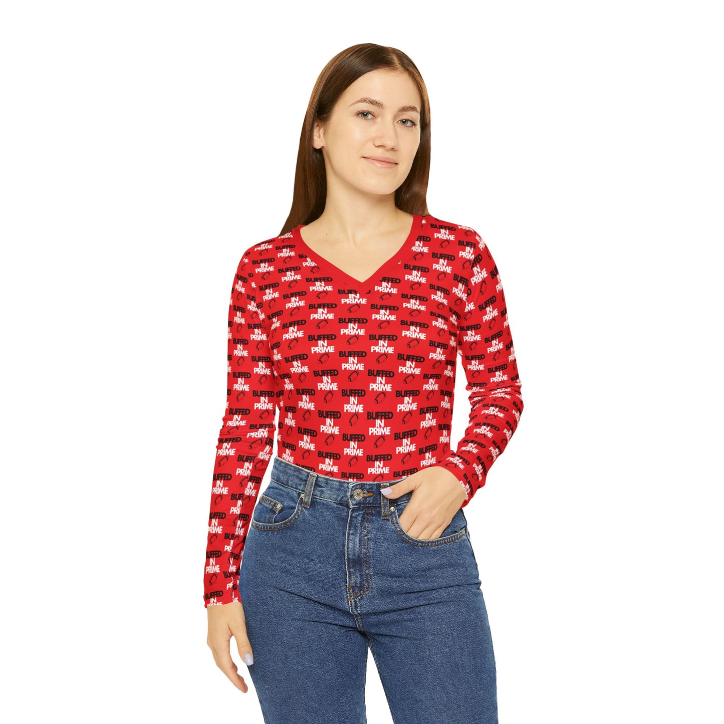 Women's BIP pattern V-neck Shirt