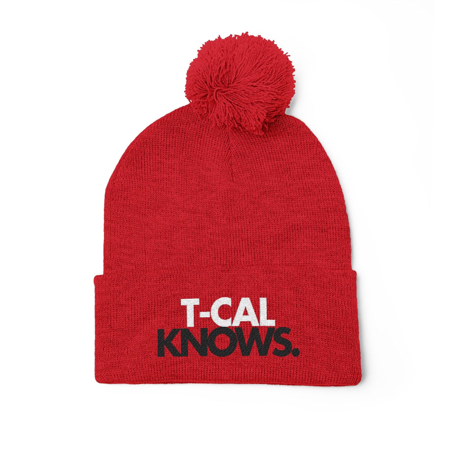 T-Cal Knows - Pom Pom Knitted Beanie, Holiday Gift, Casual Wear