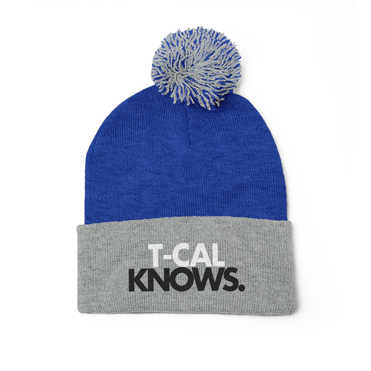 T-Cal Knows - Pom Pom Knitted Beanie, Holiday Gift, Casual Wear