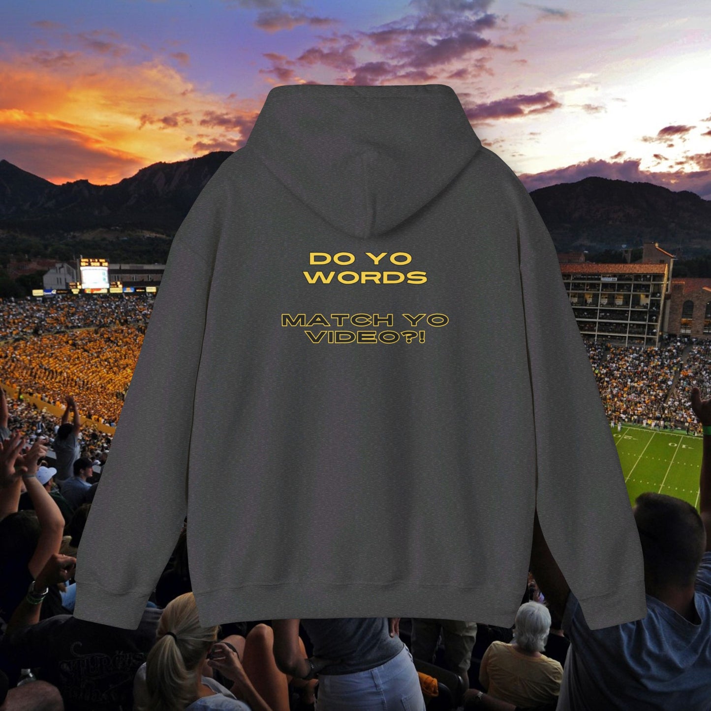 Buffed In Prime "Do Yo Words Match Yo Video" Unisex Hoodie (White, Black, Sport Grey, Dark Grey, Charcoal)