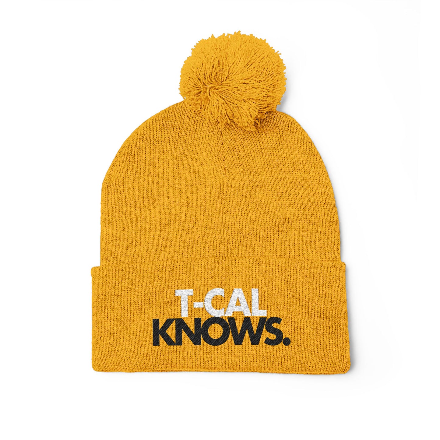 T-Cal Knows - Pom Pom Knitted Beanie, Holiday Gift, Casual Wear