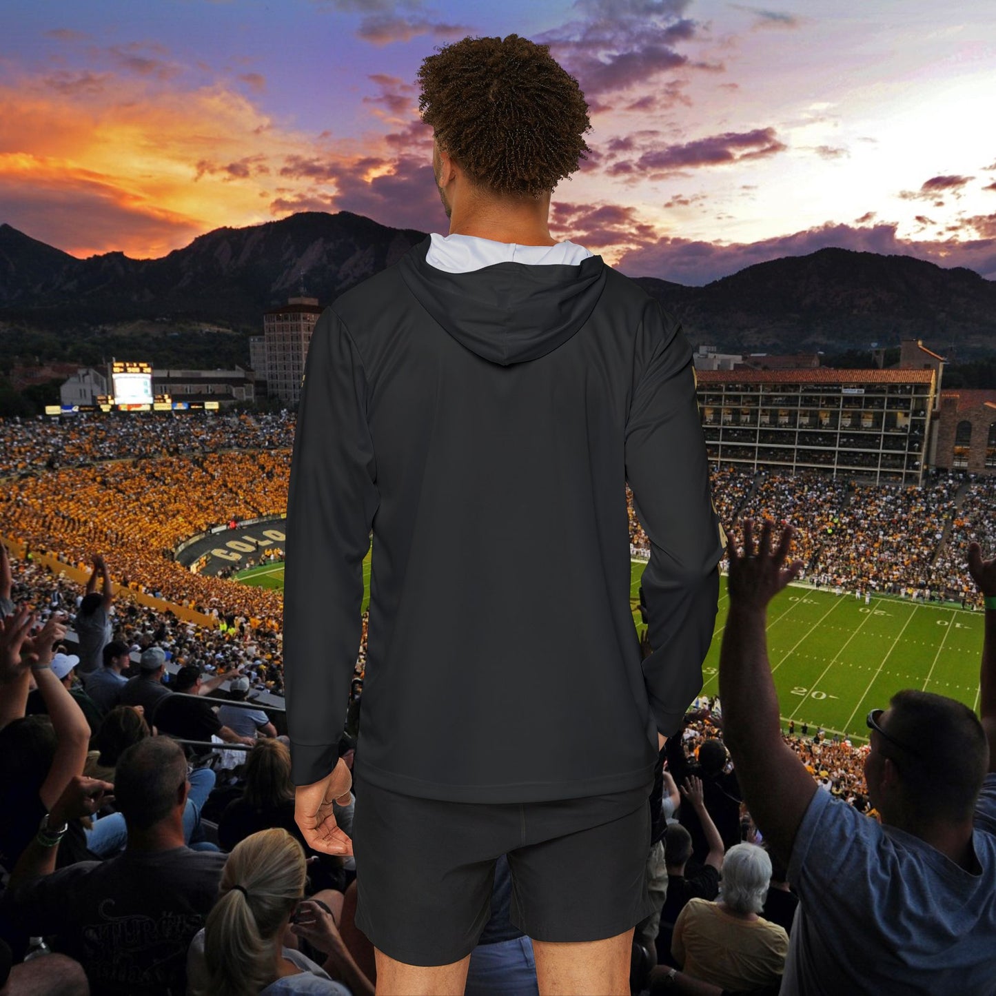 Black No Loafing BIP Logo Hoodie Men's Sports Warmup Hoodie (AOP)
