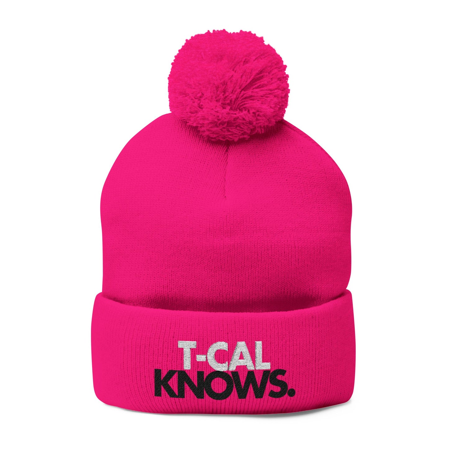 T-Cal Knows - Pom Pom Knitted Beanie, Holiday Gift, Casual Wear