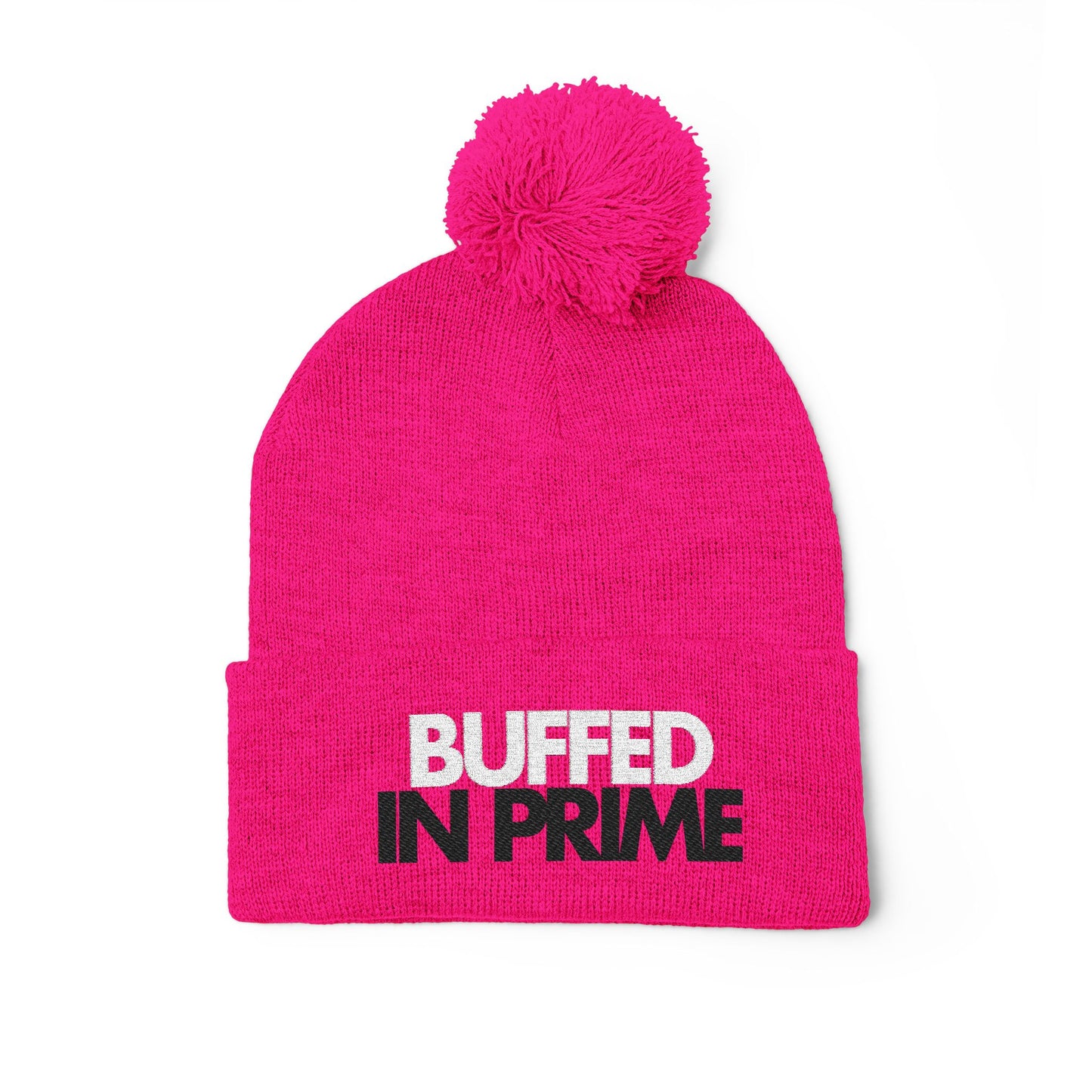 Buffed in Prime - Pom Pom Knitted Beanie, Holiday Gift, Casual Wear