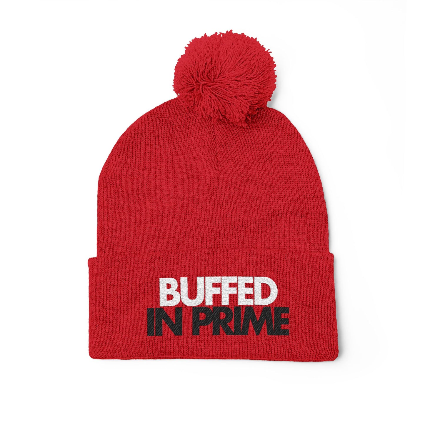 Buffed in Prime - Pom Pom Knitted Beanie, Holiday Gift, Casual Wear