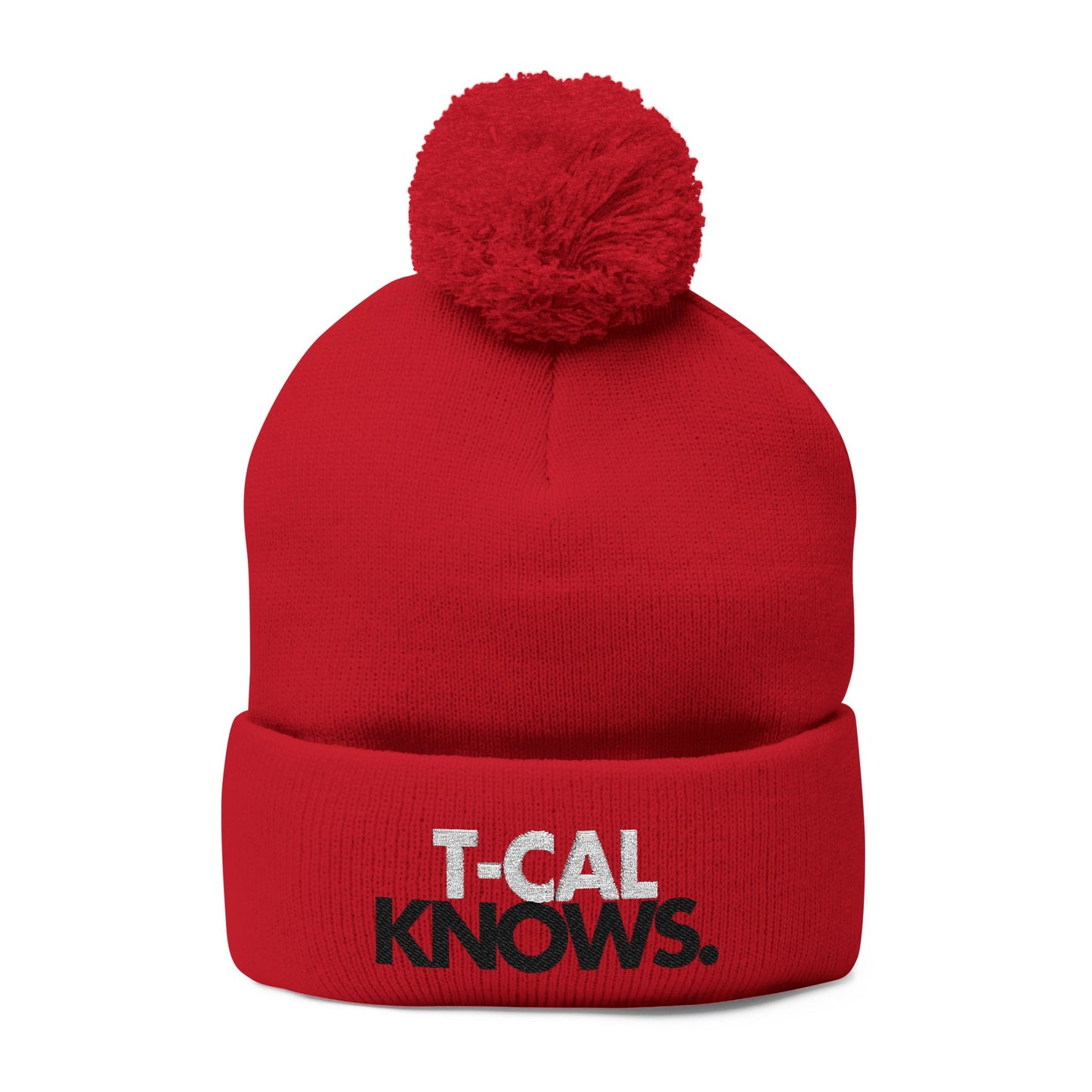 T-Cal Knows - Pom Pom Knitted Beanie, Holiday Gift, Casual Wear