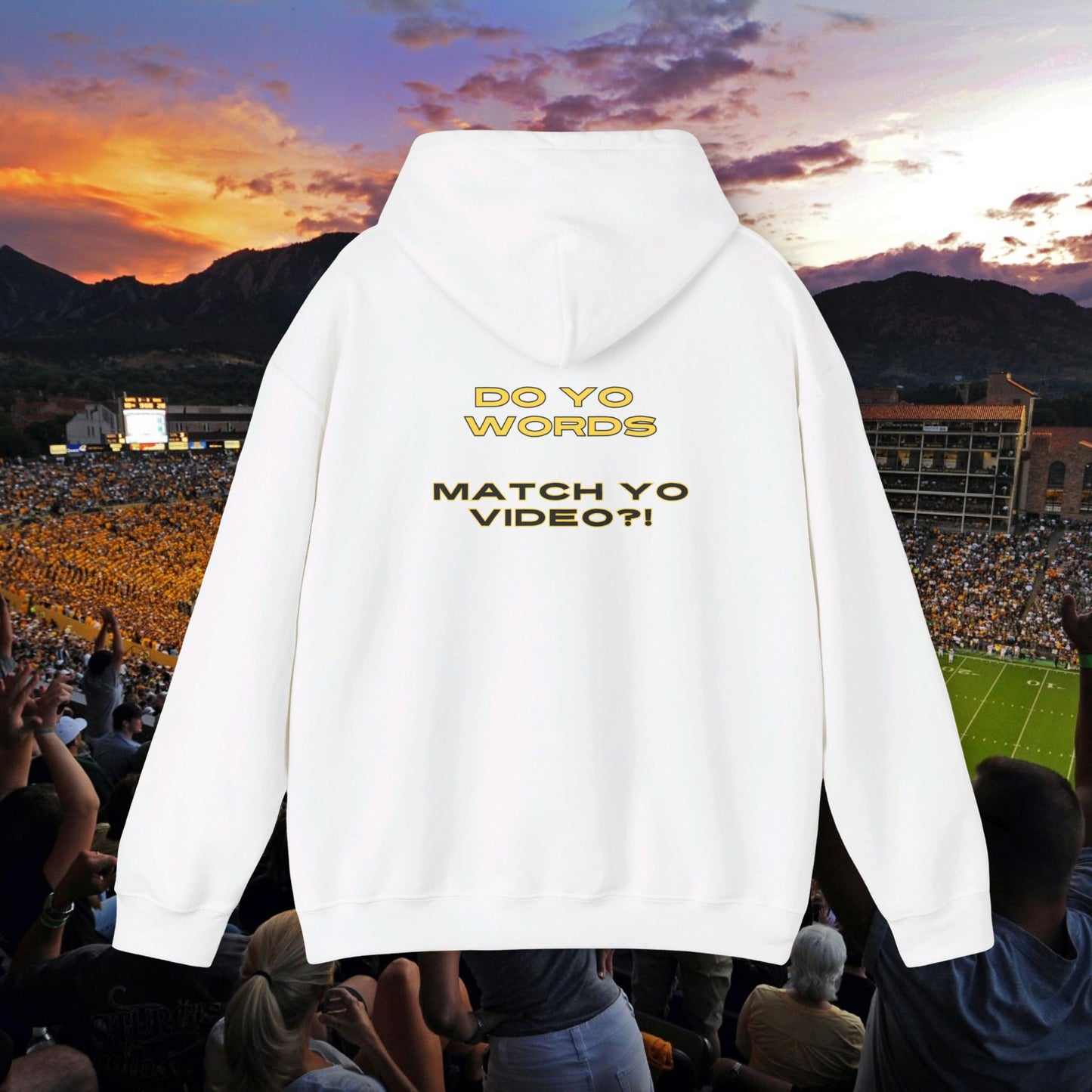Buffed In Prime "Do Yo Words Match Yo Video" Unisex Hoodie (White, Black, Sport Grey, Dark Grey, Charcoal)