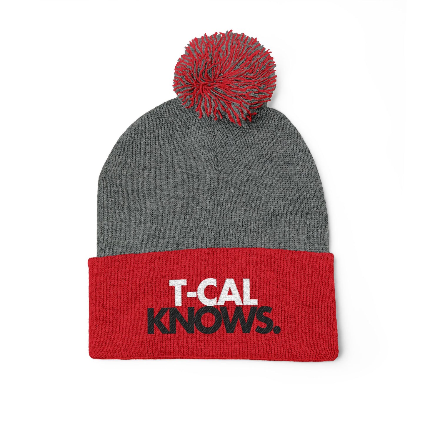 T-Cal Knows - Pom Pom Knitted Beanie, Holiday Gift, Casual Wear