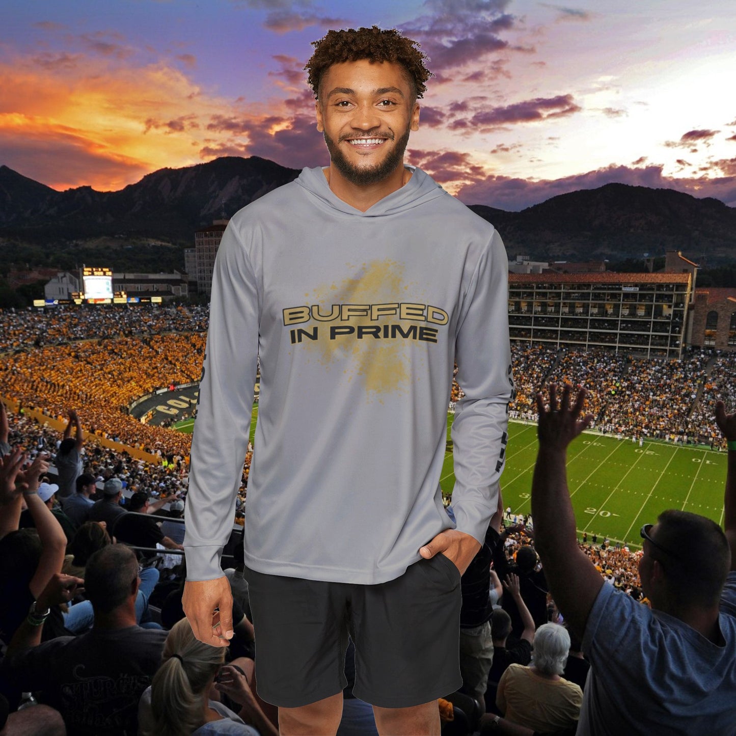 Silver CU Gold No Loafing BIP Logo Hoodie Men's Sports Warmup Hoodie (AOP)
