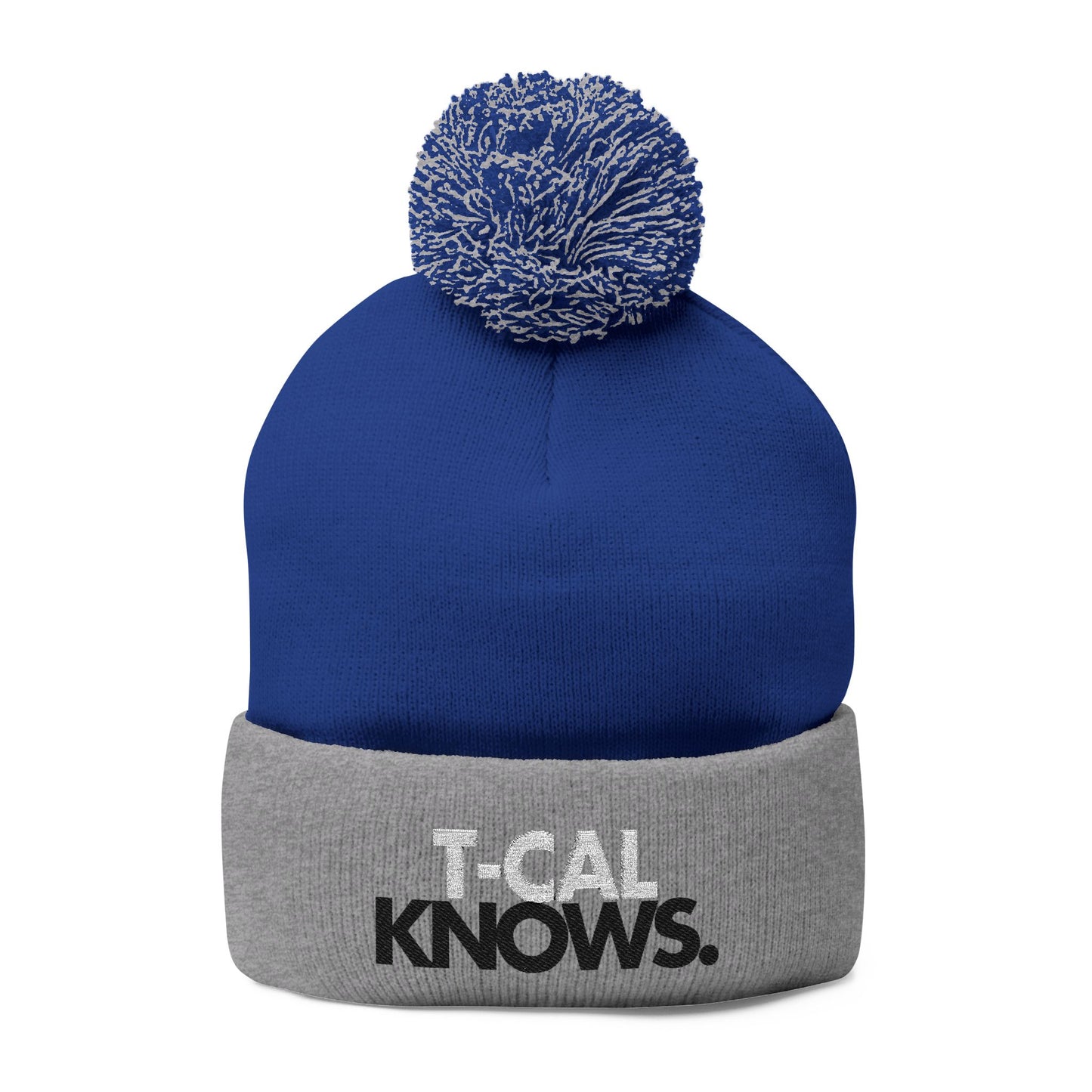 T-Cal Knows - Pom Pom Knitted Beanie, Holiday Gift, Casual Wear