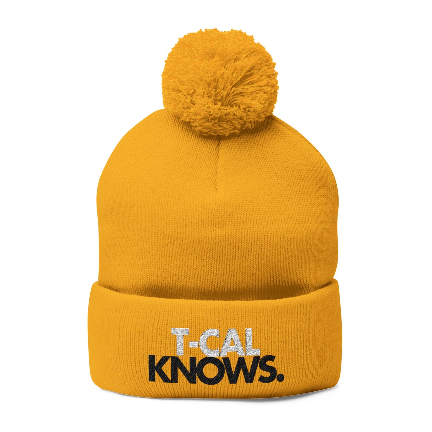 T-Cal Knows - Pom Pom Knitted Beanie, Holiday Gift, Casual Wear