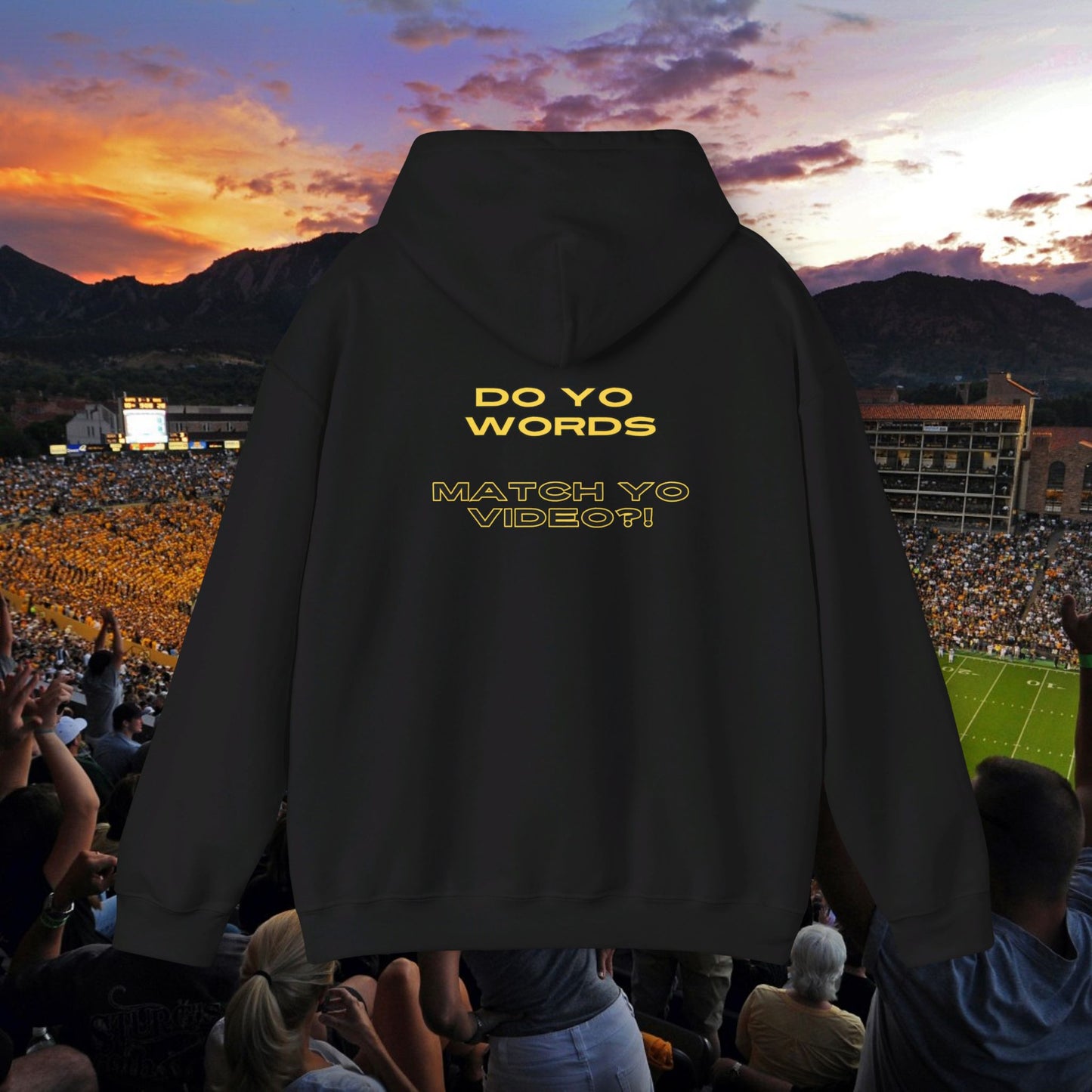 Buffed In Prime "Do Yo Words Match Yo Video" Unisex Hoodie (White, Black, Sport Grey, Dark Grey, Charcoal)