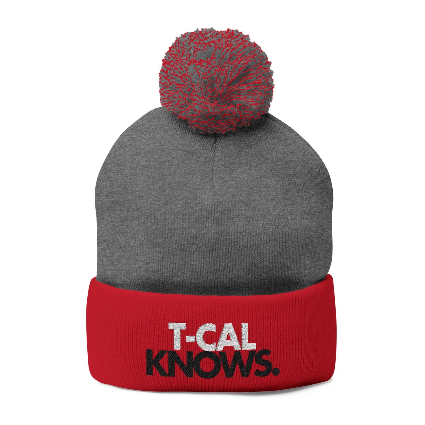 T-Cal Knows - Pom Pom Knitted Beanie, Holiday Gift, Casual Wear