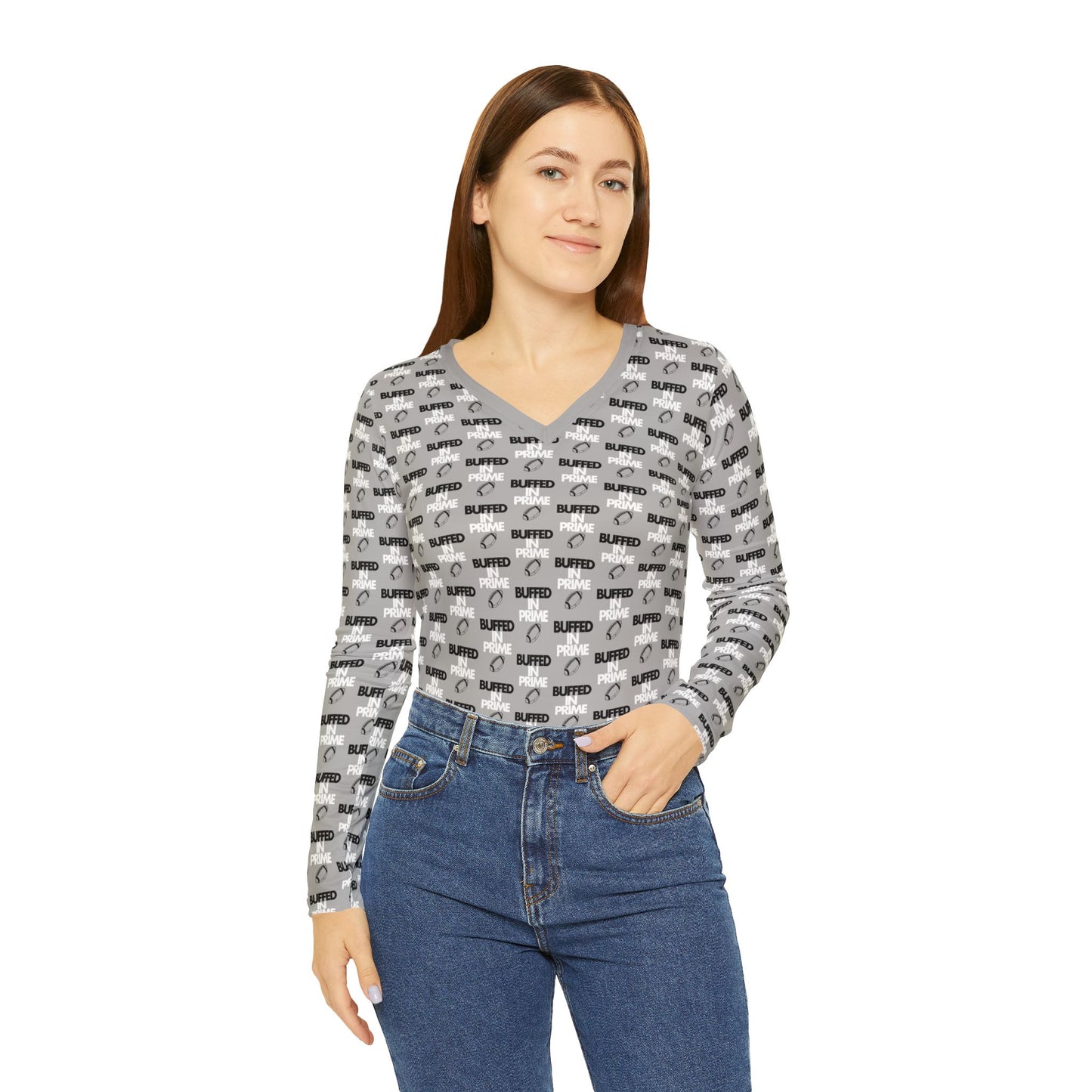 Women's BIP pattern V-neck Shirt