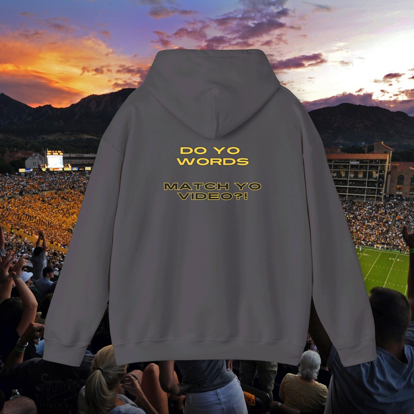 Buffed In Prime "Do Yo Words Match Yo Video" Unisex Hoodie (White, Black, Sport Grey, Dark Grey, Charcoal)