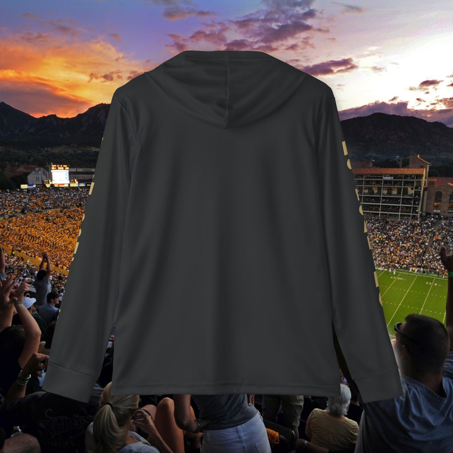 Black CU Gold No Loafing BIP Logo Hoodie Men's Sports Warmup Hoodie (AOP)
