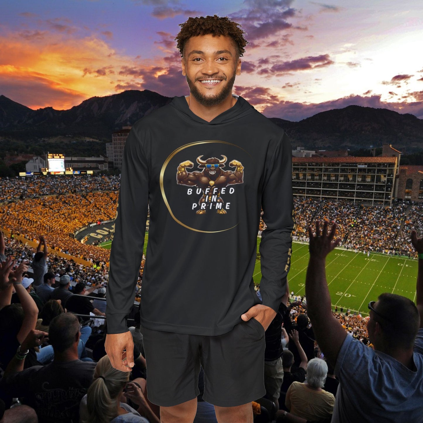 Black No Loafing BIP Logo Hoodie Men's Sports Warmup Hoodie (AOP)