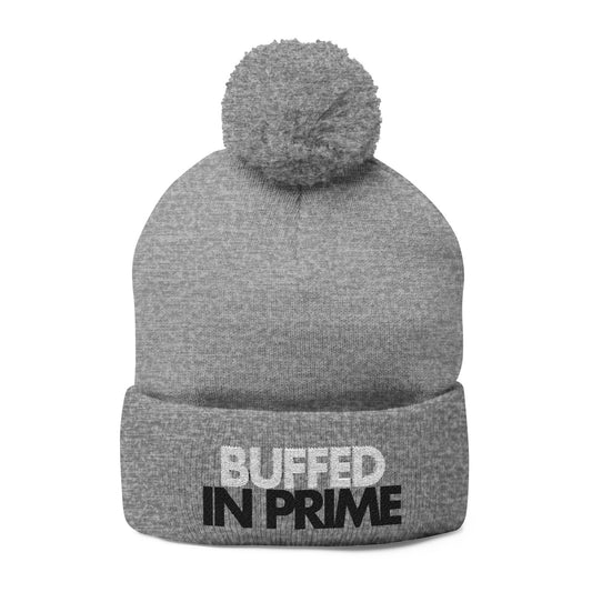 Buffed in Prime -  Pom Pom Knitted Beanie, Holiday Gift, Casual Wear